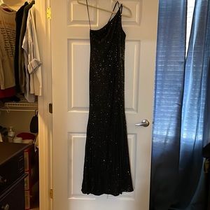 SOLD: One shoulder Sequin Dress with slit